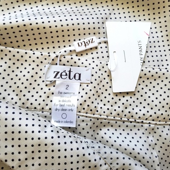 Moda Zeta Dotted Guy Pants Cream Satin Size 2 - Picture 6 of 9